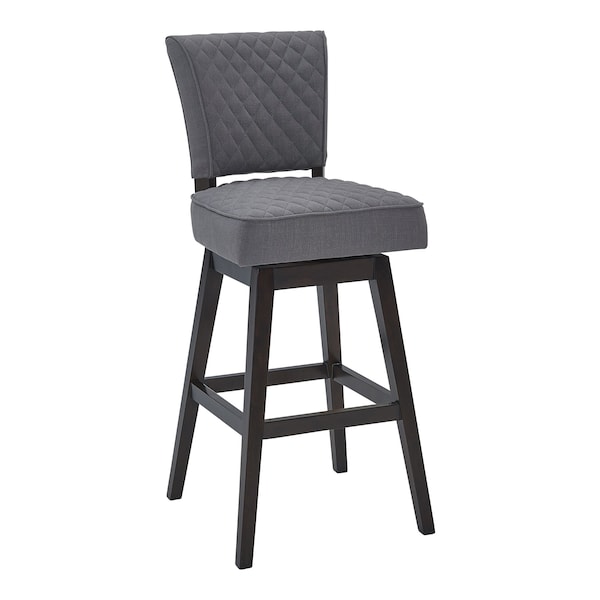 Armen Living Gia 26" Counter Height Swivel Gray Fabric and Espresso Wood Bar Stool LCGIBAESGR26 - main